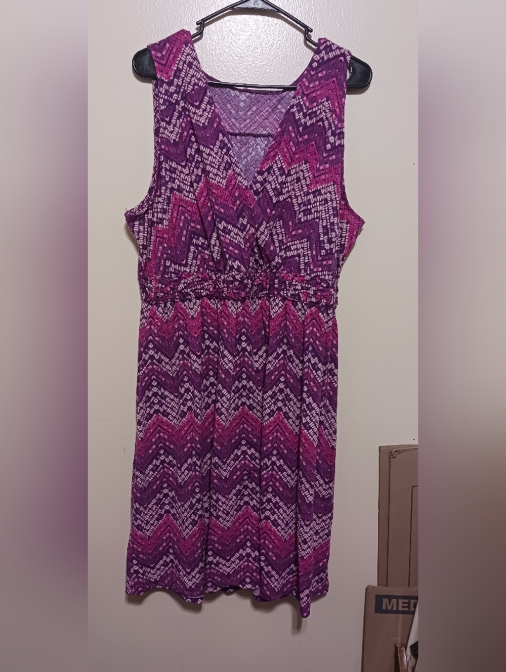 Faded Glory Womens Sleeveless Chevron Wrap-Front Dress 1x In Purple & Pink A-10
